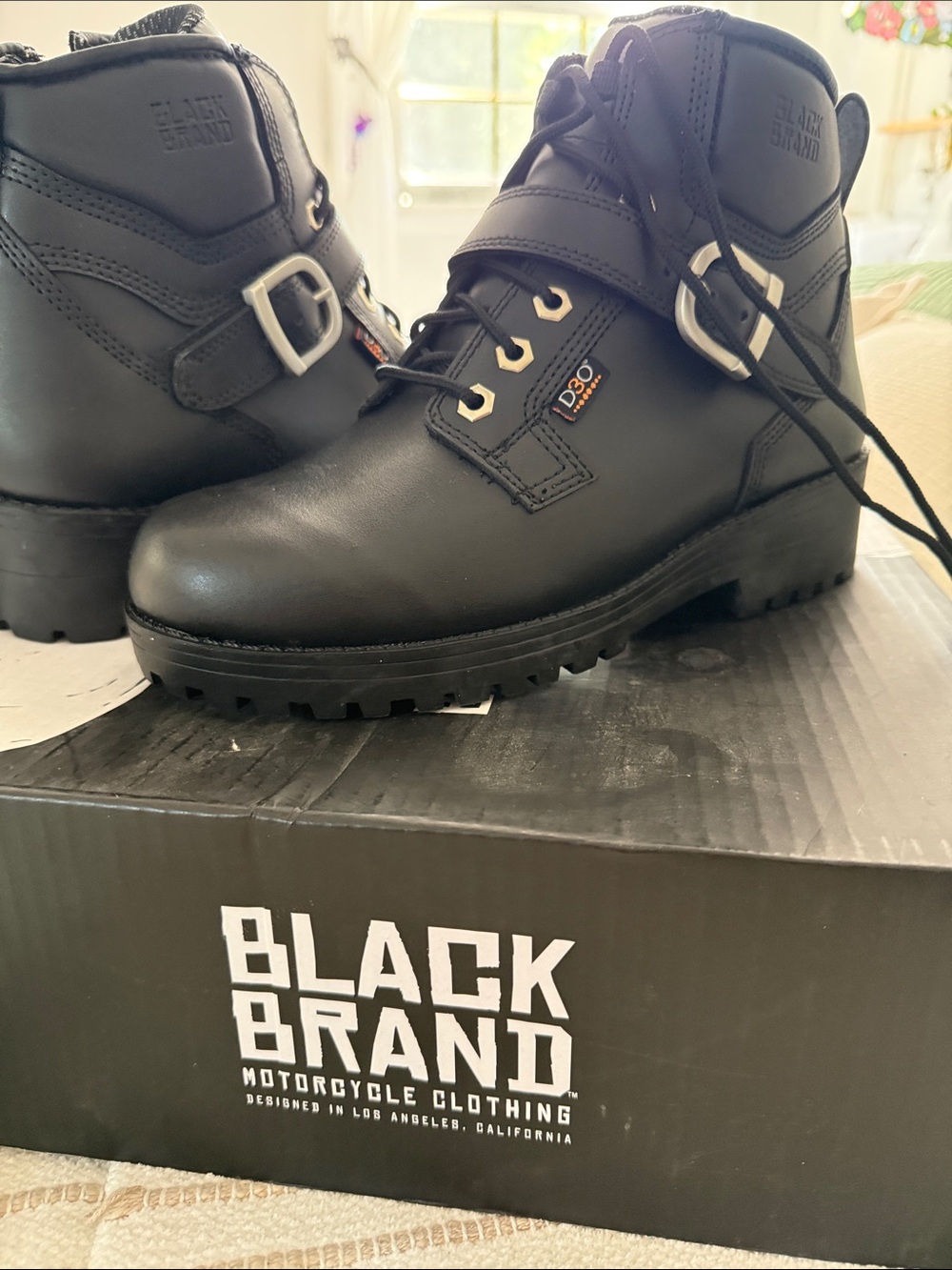 Black Brand Women's Marica Leather Street Motorcycle Boots.